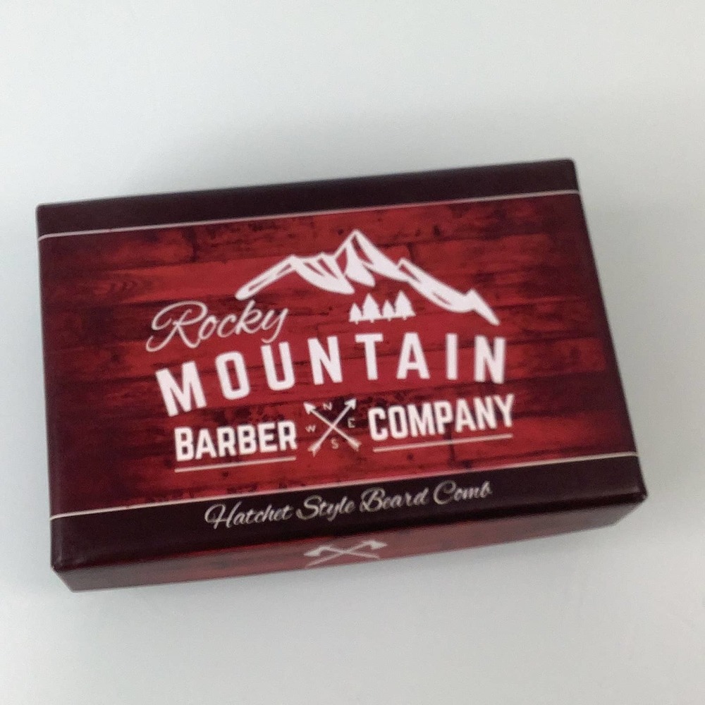 Rocky Mountain Barber Company Wood Beard Comb and leather pouch NEW